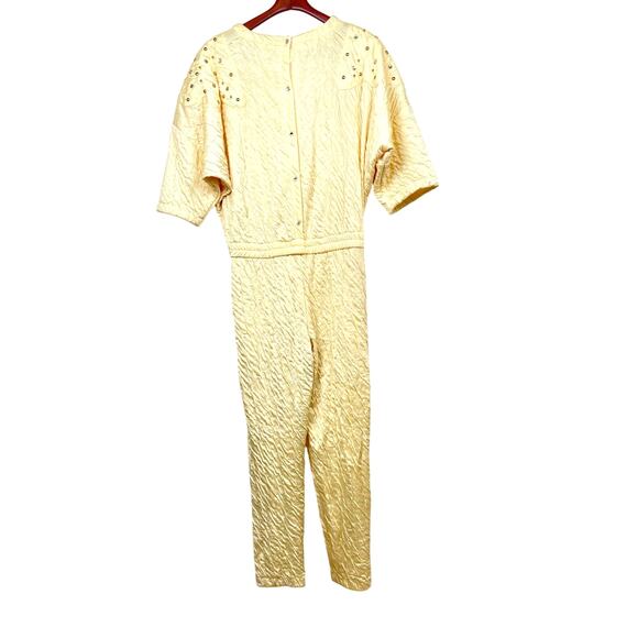 Vintage 80s Hi Tech By Dina Womens Jumpsuit Sz S Rhinestone Quilted Romper - Picture 2 of 13